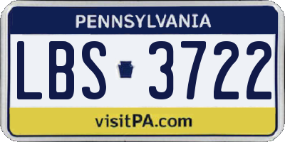 PA license plate LBS3722