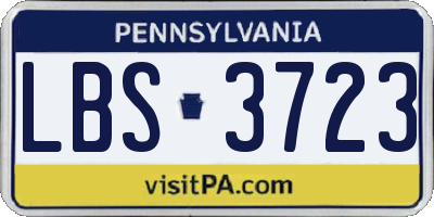 PA license plate LBS3723