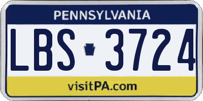 PA license plate LBS3724
