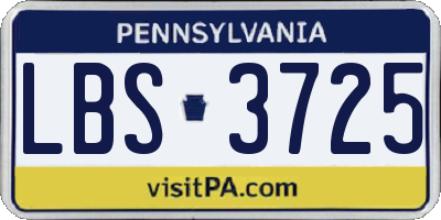 PA license plate LBS3725