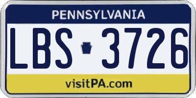 PA license plate LBS3726