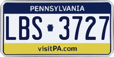 PA license plate LBS3727