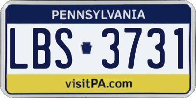 PA license plate LBS3731