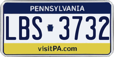 PA license plate LBS3732