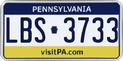 PA license plate LBS3733
