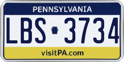 PA license plate LBS3734
