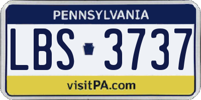 PA license plate LBS3737