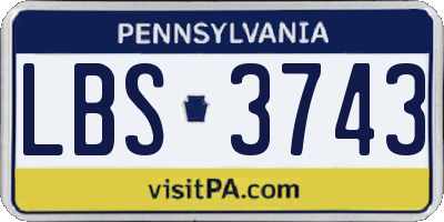 PA license plate LBS3743