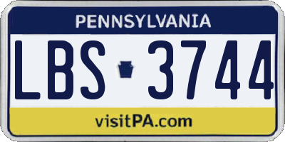PA license plate LBS3744
