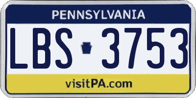 PA license plate LBS3753
