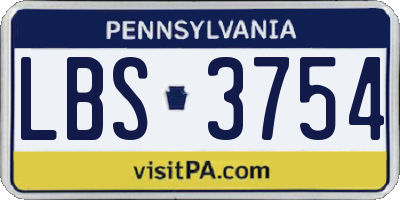 PA license plate LBS3754