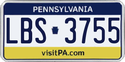 PA license plate LBS3755
