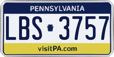 PA license plate LBS3757