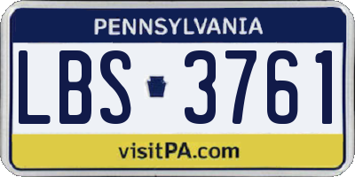 PA license plate LBS3761