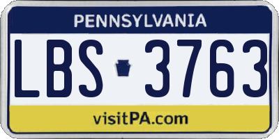 PA license plate LBS3763