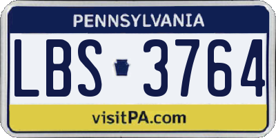 PA license plate LBS3764