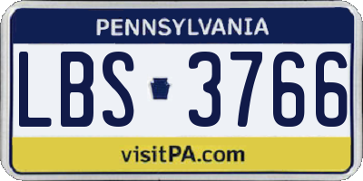 PA license plate LBS3766