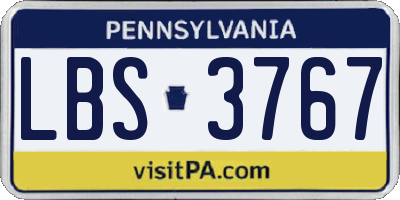 PA license plate LBS3767
