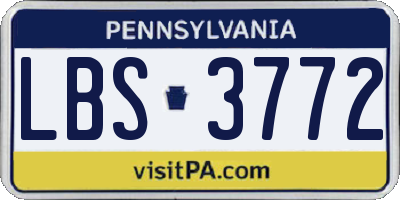 PA license plate LBS3772