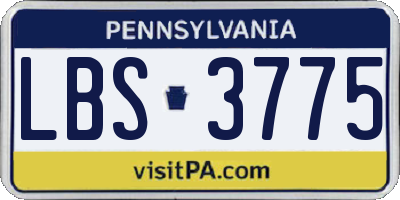 PA license plate LBS3775