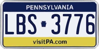 PA license plate LBS3776
