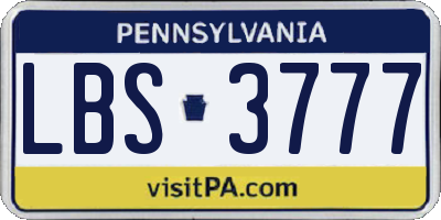 PA license plate LBS3777