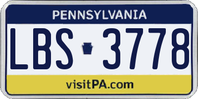 PA license plate LBS3778