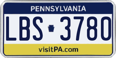 PA license plate LBS3780