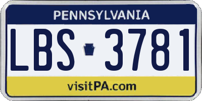PA license plate LBS3781