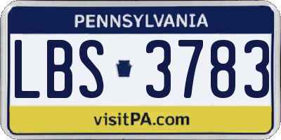 PA license plate LBS3783