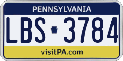 PA license plate LBS3784