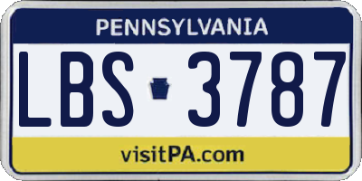 PA license plate LBS3787