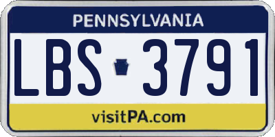 PA license plate LBS3791