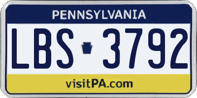 PA license plate LBS3792