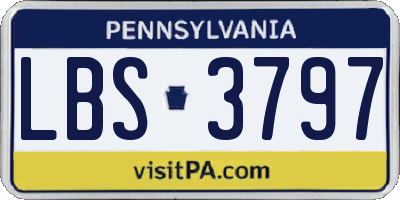 PA license plate LBS3797