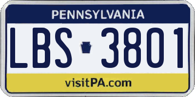 PA license plate LBS3801