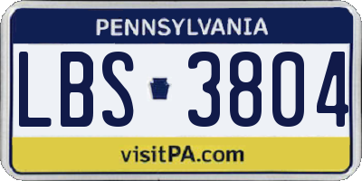 PA license plate LBS3804