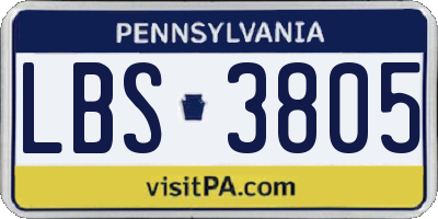 PA license plate LBS3805