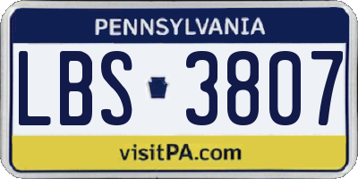 PA license plate LBS3807