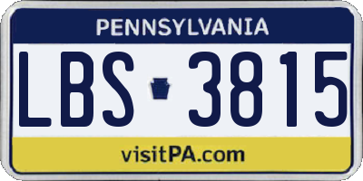 PA license plate LBS3815