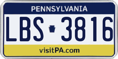 PA license plate LBS3816