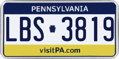 PA license plate LBS3819