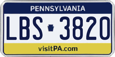 PA license plate LBS3820