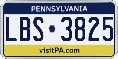 PA license plate LBS3825