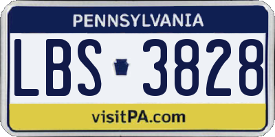 PA license plate LBS3828