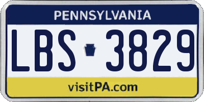 PA license plate LBS3829