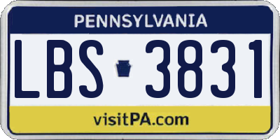 PA license plate LBS3831