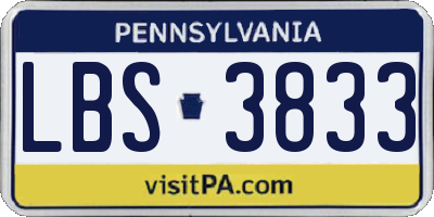 PA license plate LBS3833