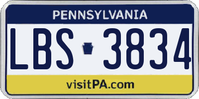 PA license plate LBS3834