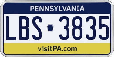 PA license plate LBS3835